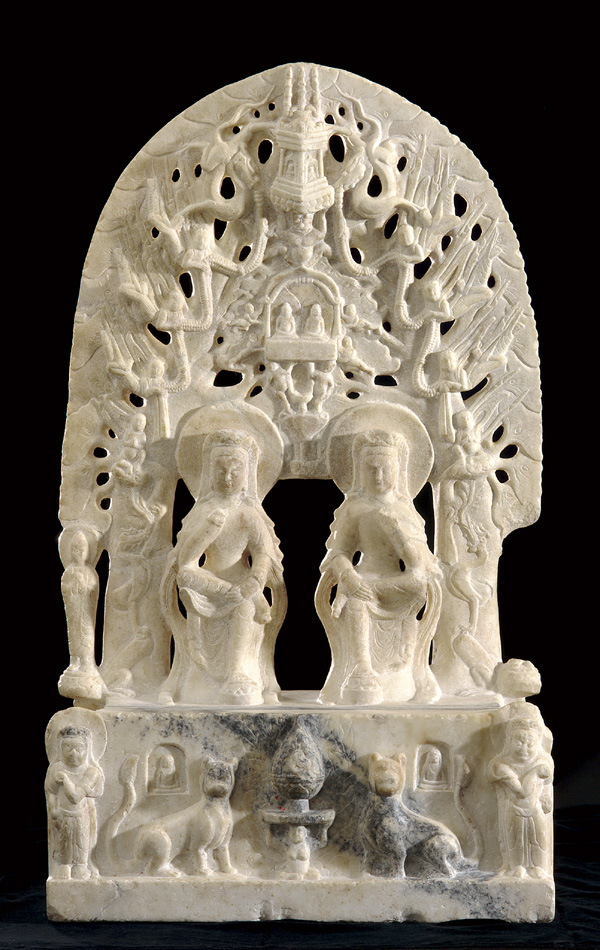 Buddhist Stele with  Dual  Images of the Bodhisattva  Maitreya 