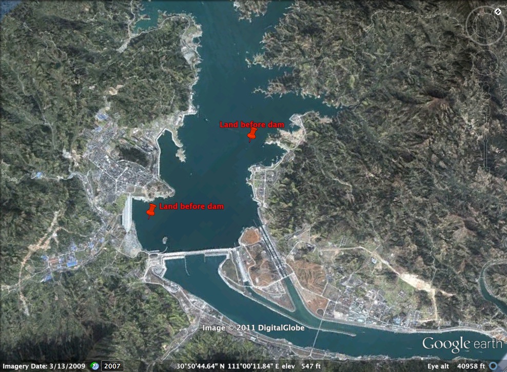 three gorges dam from space