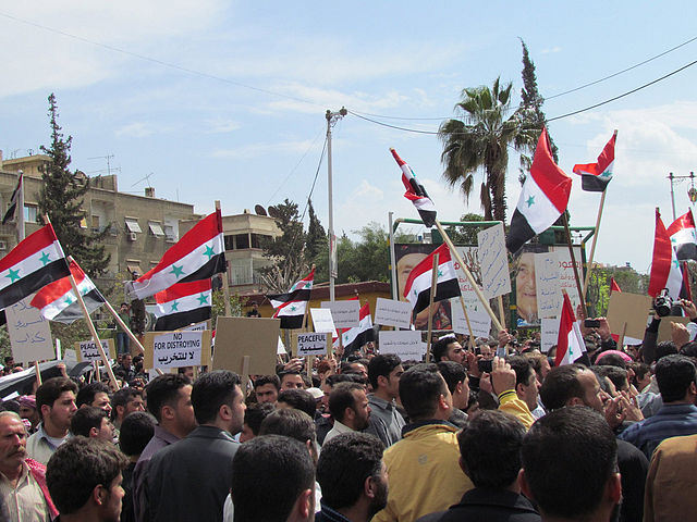 Protesters in Damascus