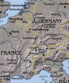 Map of Rhine river Basin
